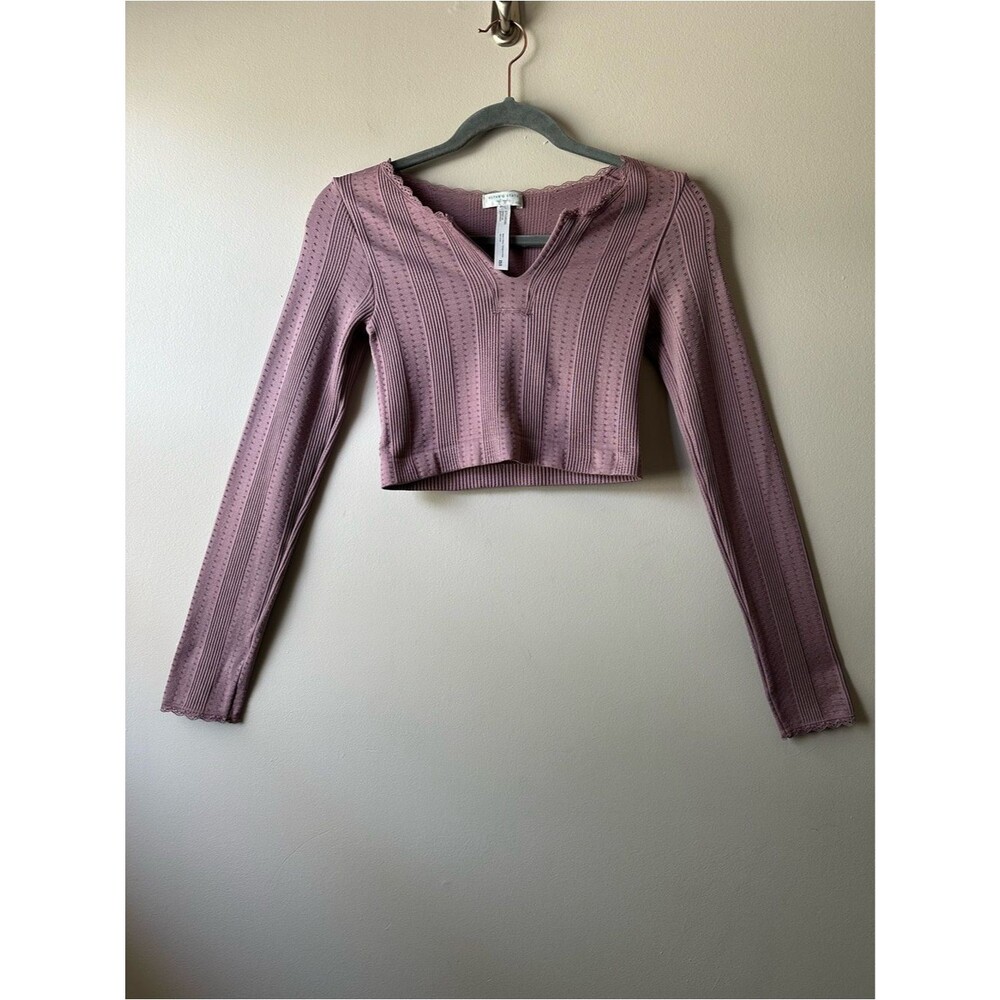 Altar’d State Intimates Mauve Purple Cropped Ribbed Long-Sleeve Top Size XS/S